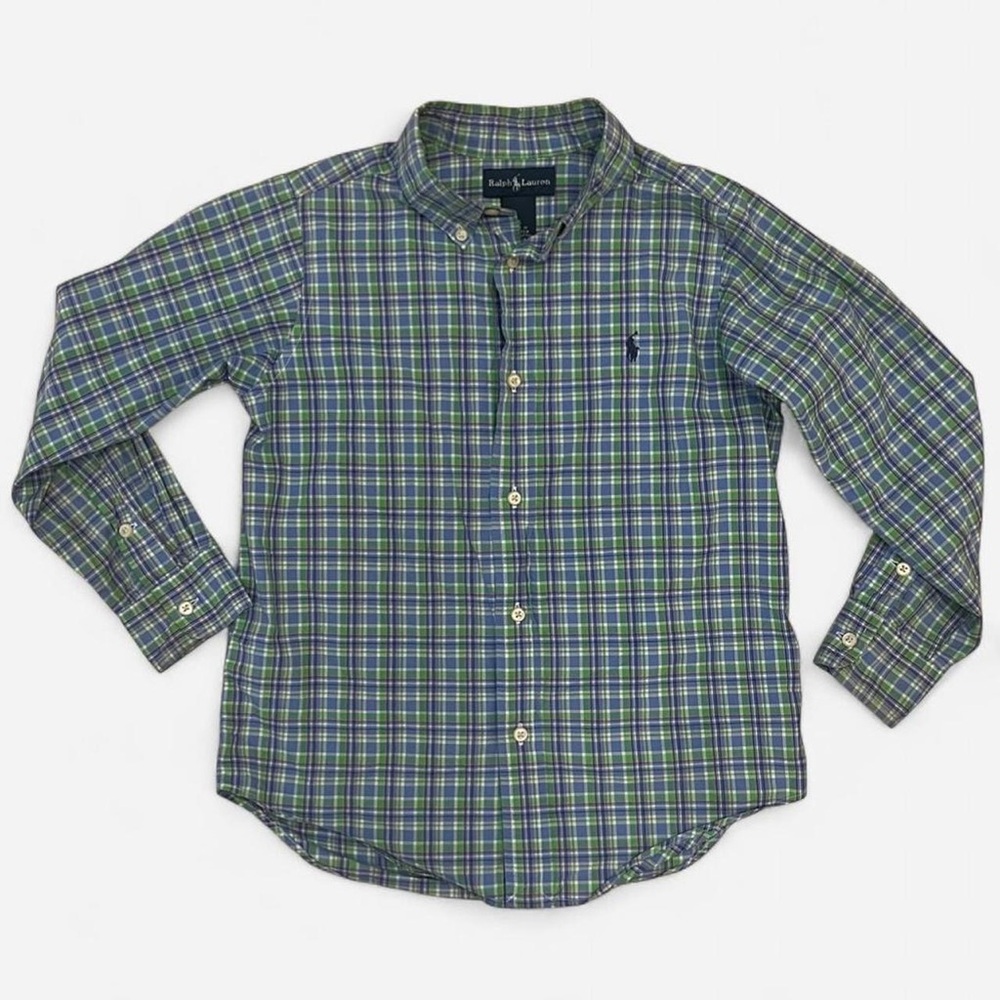 Ralph Lauren Kids Blue and Green Plaid Shirt